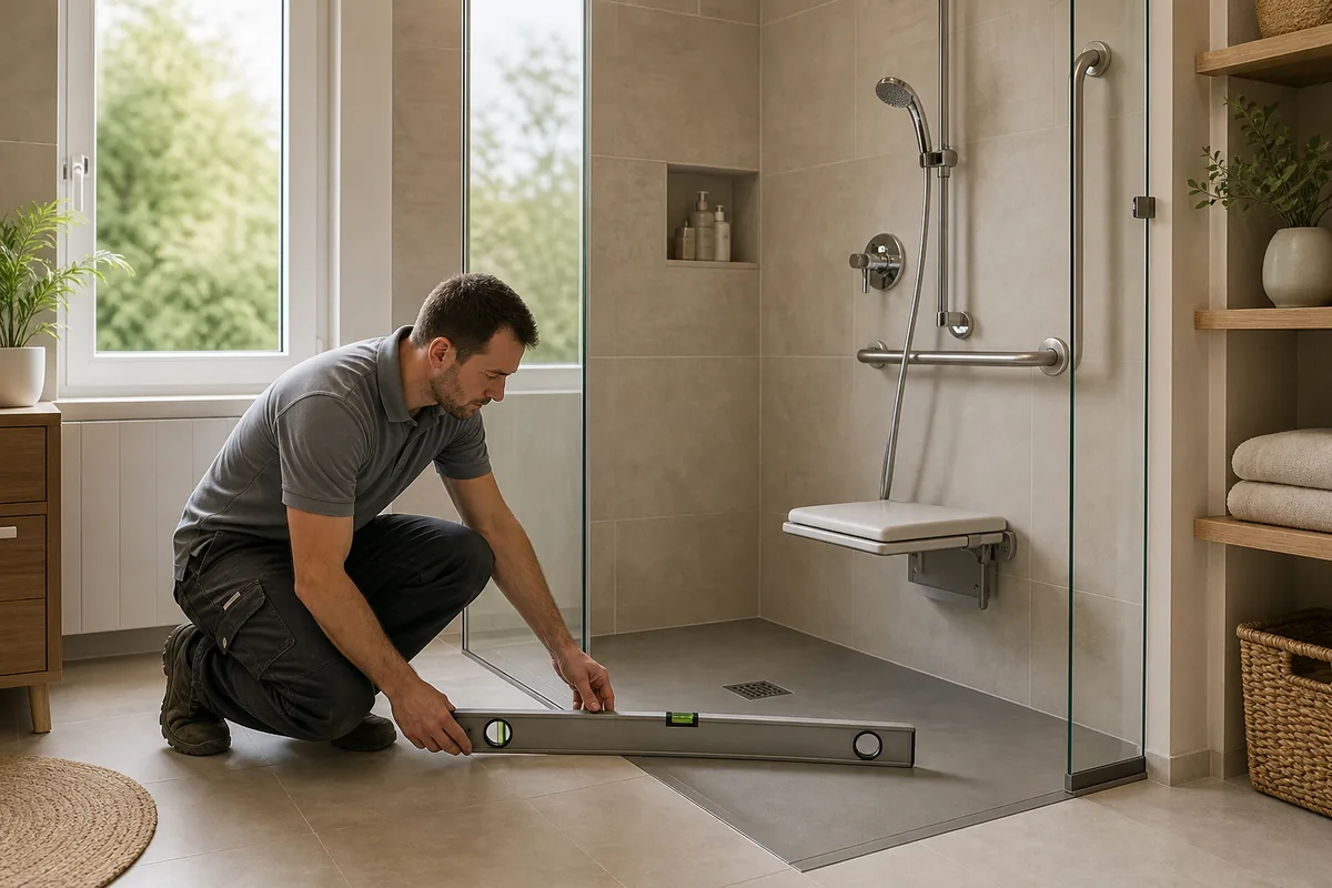Douche PMR à domicile avec accès aidant